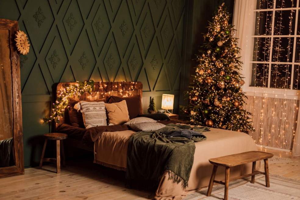 vianočná výzdoba v spálni